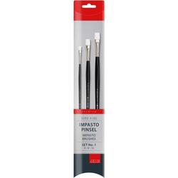 Olie/akryl pensel-sæt, 3 flade pensler
