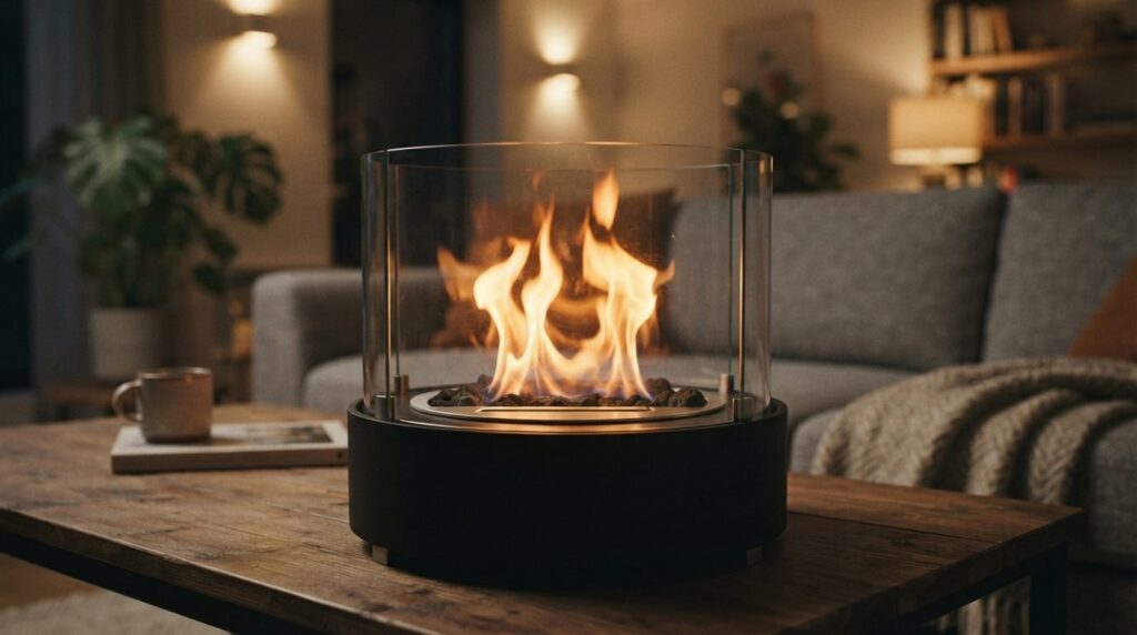 Close-up professional stock photo of burning bioethanol fuel