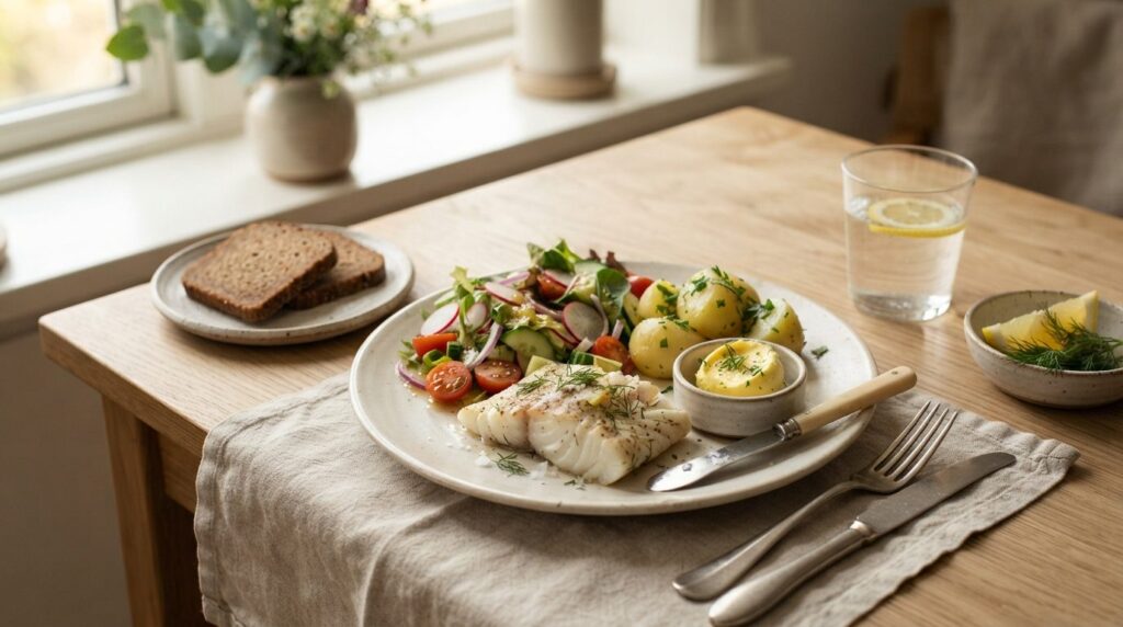 Close-up professional food photography of a curated Danish l
