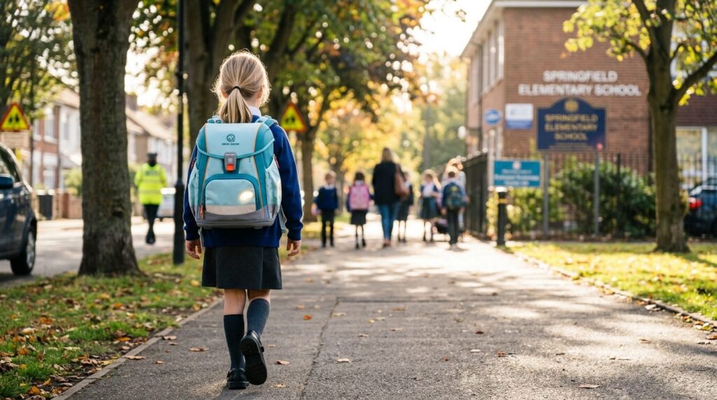 Close-up lifestyle photograph of a young school-age child we